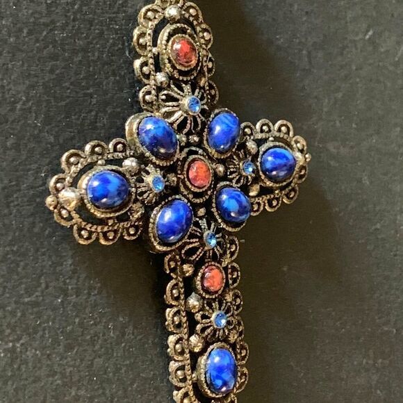 Gorgeous Religious Chalice Cross, in Silver tone, Vintage, Stamped - Picture 3 of 4